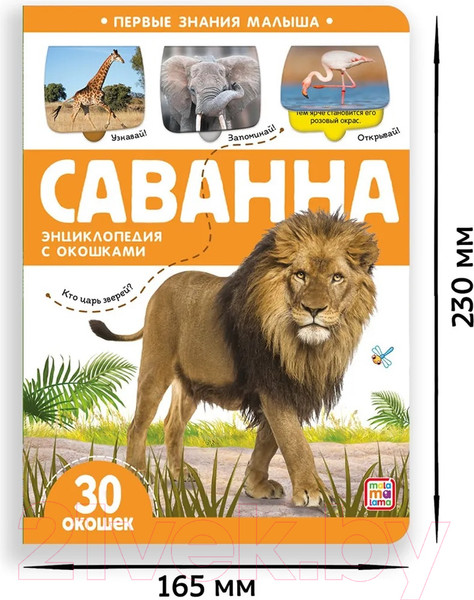 Изображение товара Развивающая книга Malamalama Первые знания малыша. Саванна. С окошками