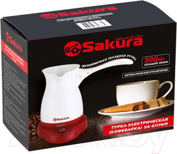 Изображение товара Турка электрическая Sakura SA-6111WR (белый/красный)