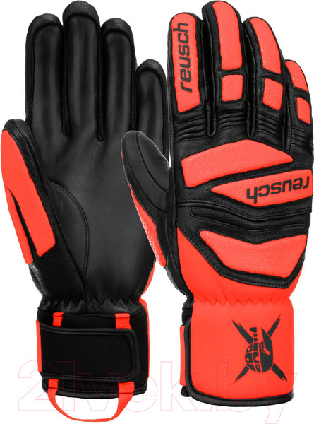 Изображение товара Перчатки лыжные Reusch Worldcup Warrior Dh / 6211119-7809 (р-р 9.5, Black/Fluo Red)