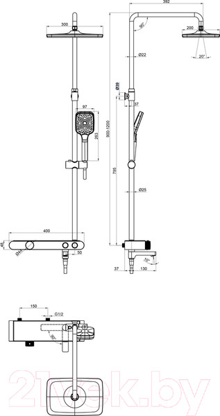 Изображение товара Душевая система со смесителем Cersanit Vivo 64089/64529