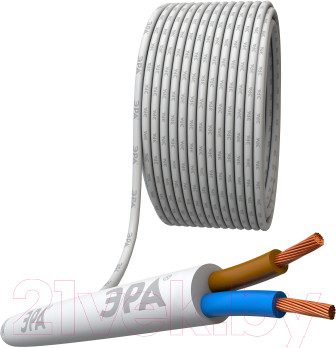 Изображение товара Провод силовой ЭРА ПВС 2х0.75мм2 / Б0058806 (10м, белый)