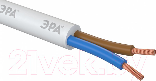 Изображение товара Провод силовой ЭРА ПВС 2х1.5мм2 / Б0058810 (5м, белый)