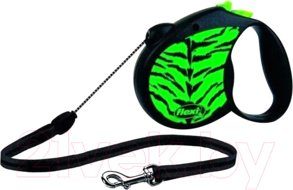 Изображение товара Поводок-рулетка Flexi Safari Cord / 022023 (S, 5м, трос зеленый тигр)