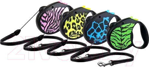 Изображение товара Поводок-рулетка Flexi Safari Cord / 022009 (S, 5м, трос синий жираф)