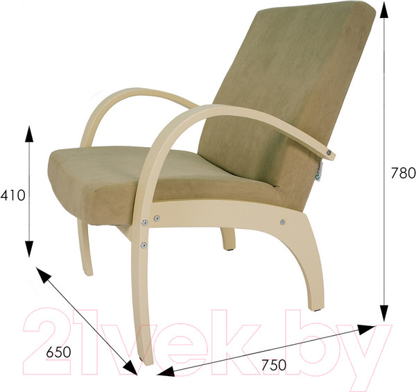 Изображение товара Кресло мягкое Мебелик Денди шпон (ультра санд/дуб шампань)