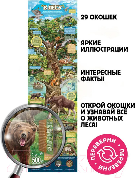 Изображение товара Развивающий плакат Malamalama С окошками. Секреты леса