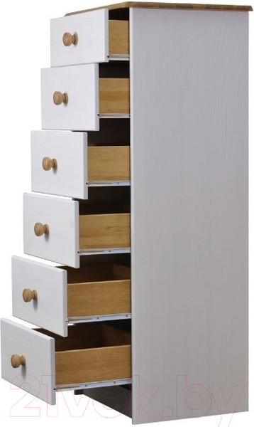 Изображение товара Комод Dipriz 2153 Ром 6 ящиков Д.20035.1 (белый воск/антик)