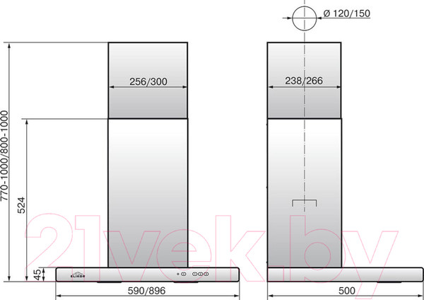 Изображение товара Вытяжка Т-образная Elikor Квадра 60П-650-К3Д / 210265 (антрацит)