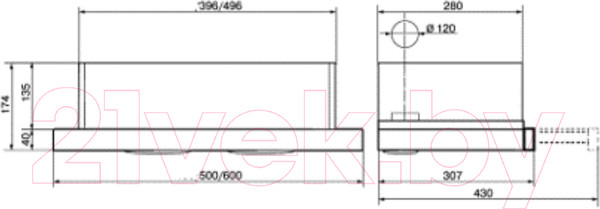 Изображение товара Вытяжка телескопическая Elikor Slide 50П-430 / 211923 (белый/белый)