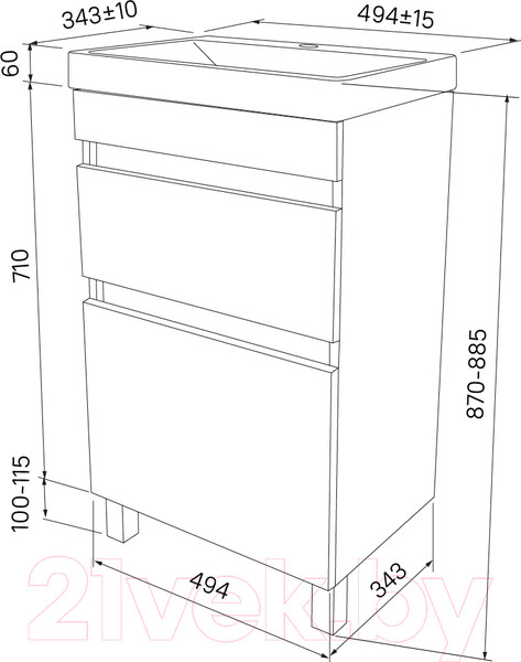 Изображение товара Тумба под умывальник IDDIS Zodiac ZOD5CBFi95 (напольная)