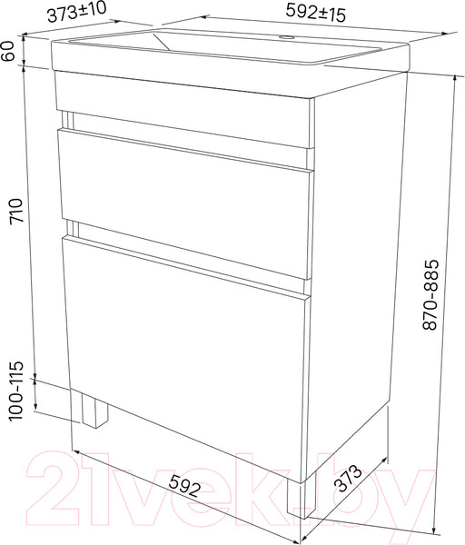 Изображение товара Тумба под умывальник IDDIS Zodiac ZOD6CBFi95 (напольная)
