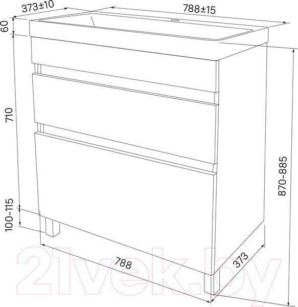 Изображение товара Тумба под умывальник IDDIS Zodiac ZOD8CBFi95 (напольная)