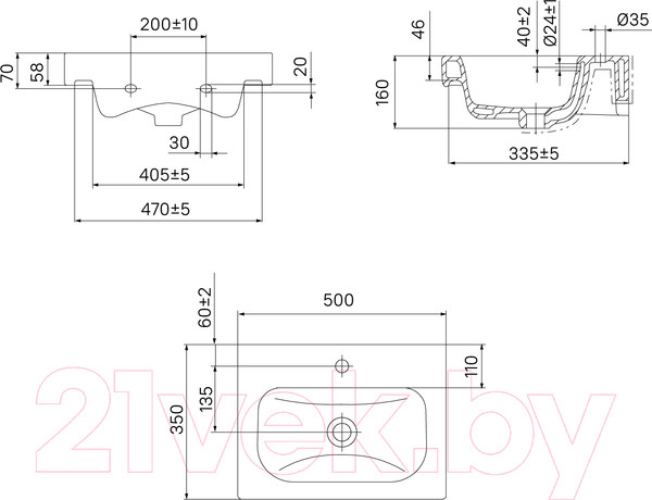 Изображение товара Умывальник IDDIS Optima Home 3505000i28