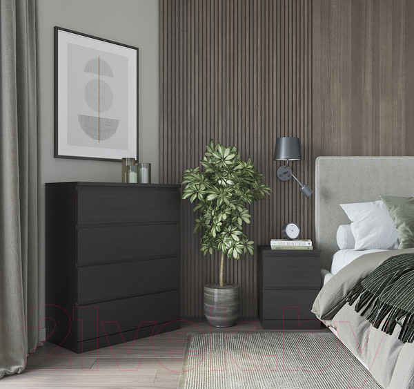 Изображение товара Комод Mio Tesoro Варма 4 (шпон ясень, черный)