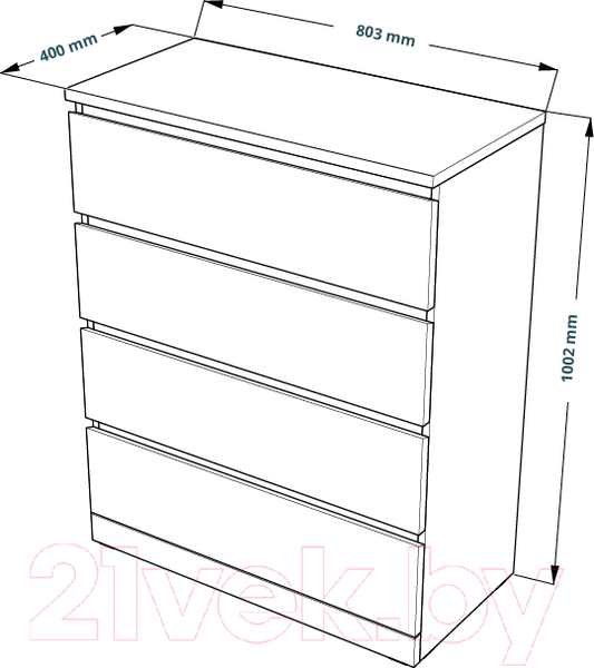 Изображение товара Комод Mio Tesoro Варма 4 (шпон ясень, черный)