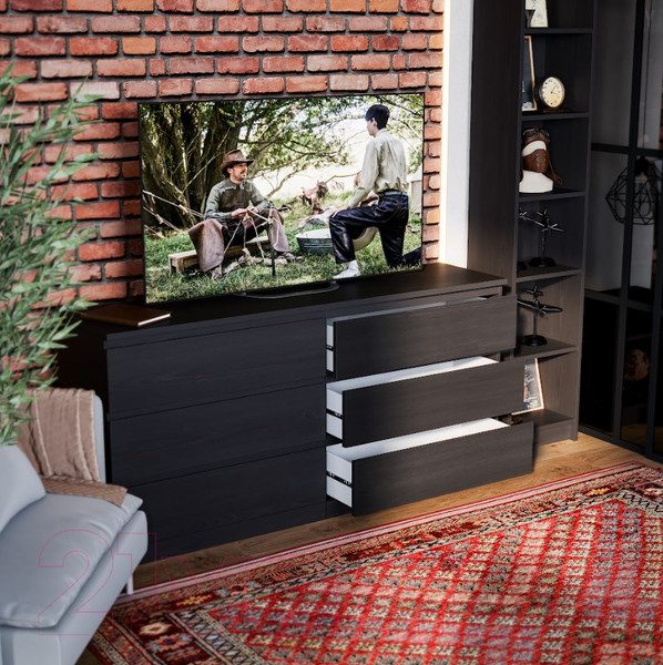 Изображение товара Комод Mio Tesoro Варма 6Д (шпон ясень, черный)