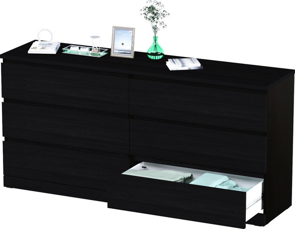 Изображение товара Комод Mio Tesoro Варма 6Д (шпон ясень, черный)