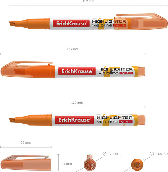 Изображение товара Набор маркеров Erich Krause Visioline V-11 / 56908 (оранжевый)
