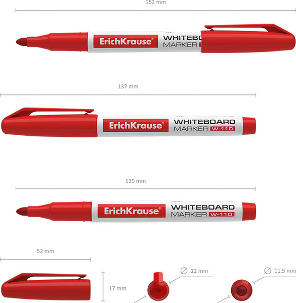 Изображение товара Маркер для доски Erich Krause W-110 / 56917 (красный)