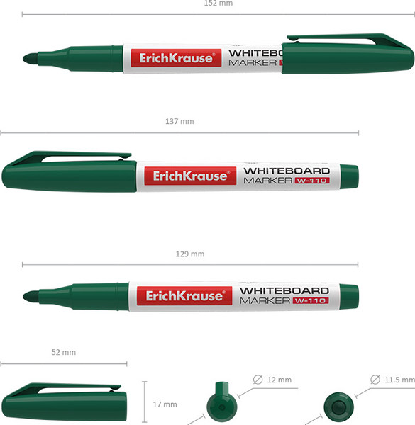 Изображение товара Маркер для доски Erich Krause W-110 / 56918 (зеленый)