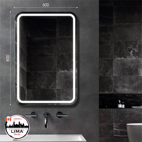 Изображение товара Зеркало Алмаз-Люкс Lima 8060d-6 (80x60см, с подсветкой и датчиком движения)