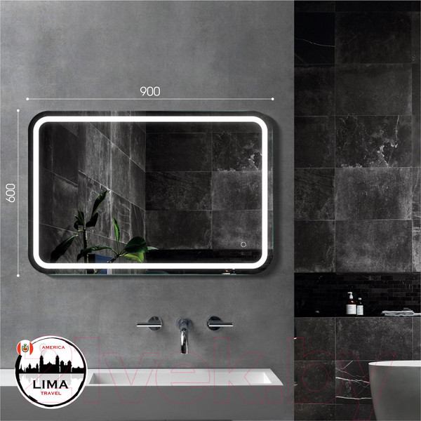 Изображение товара Зеркало Алмаз-Люкс Lima 9060s-6 (90x60см, с подсветкой и сенсорной кнопкой)