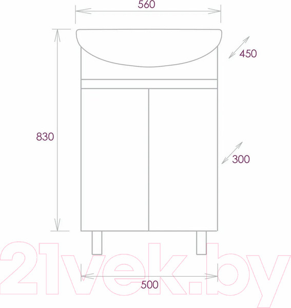 Изображение товара Тумба под умывальник Onika Милтон 55 (105560)
