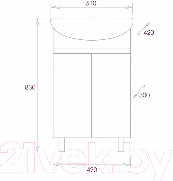 Изображение товара Тумба под умывальник Onika Милтон 50 (105036)