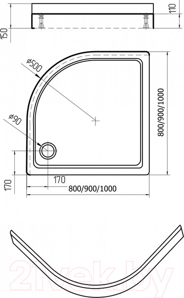 Изображение товара Душевой поддон Aquatek DPA-0000004 (без сифона)