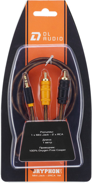Изображение товара Межблочный кабель для автоакустики DL Audio Gryphon Lite Mini Jack-2RCA (1м)