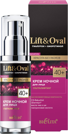 Изображение товара Крем для лица Belita Lift&Oval 40+ Гиалурон+Биоретинол Ультралифтинг ночной (50мл)