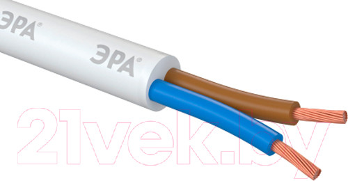 Изображение товара Провод силовой ЭРА ПВС 2х2.5мм2 / Б0058816 (10м, белый)