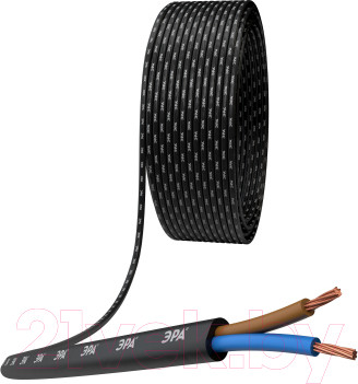 Изображение товара Провод силовой ЭРА ШВВП 2х0.5мм2 / Б0058847 (20м, черный)