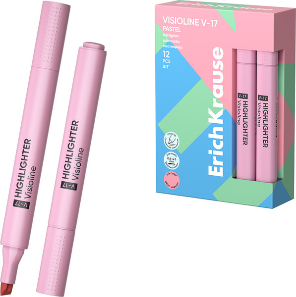 Изображение товара Текстовыделитель Erich Krause Visioline V-17 Pastel / 56021 (розовый)