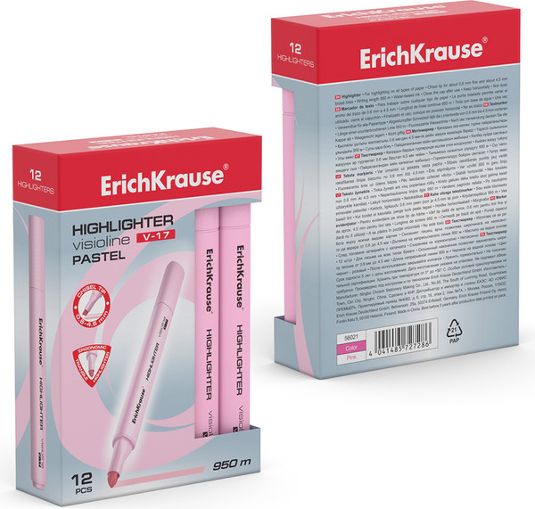 Изображение товара Текстовыделитель Erich Krause Visioline V-17 Pastel / 56021 (розовый)