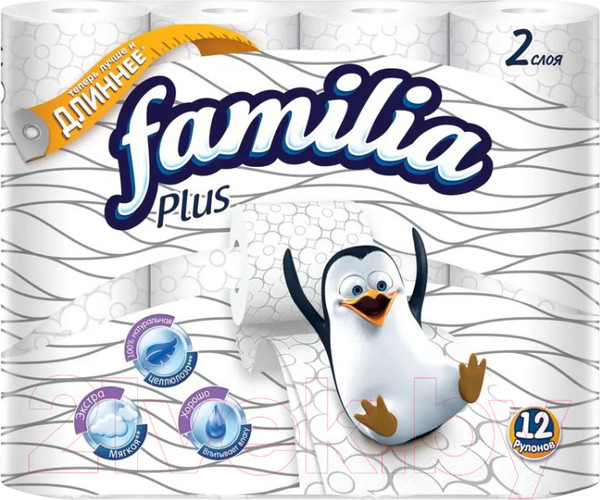 Изображение товара Туалетная бумага FAMILIA Plus Двухслойная (12рул, белый)
