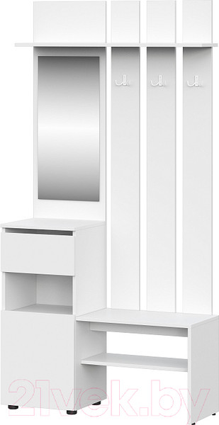 Изображение товара Секция в прихожую NN мебель Токио с зеркалом (белый текстурный)