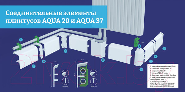 Изображение товара Плинтус Grace Aqua 20 Белый (2.2м)
