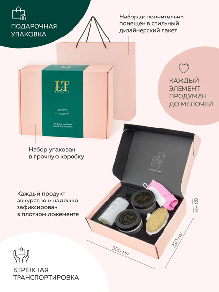 Изображение товара Набор косметики для тела La and Te beaute Гель для душа+Крем-баттер+Скраб для тела+Щетка LT-6R (53095)