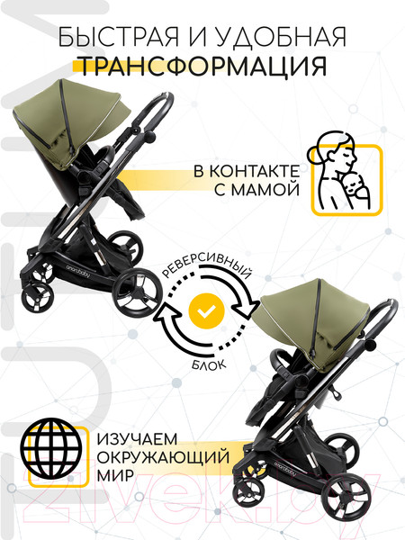 Изображение товара Детская универсальная коляска Amarobaby Tutum 2 в 1 / AB22-10TUTUM/26 (хаки)
