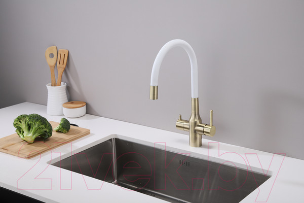 Изображение товара Смеситель Paulmark Salix Sa213419-BRw (бронза/белый)