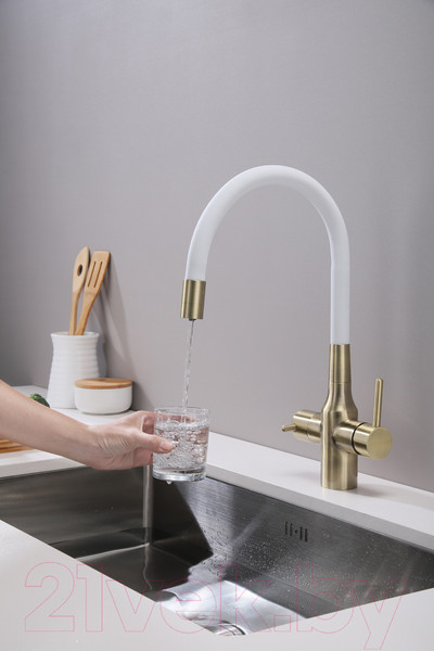 Изображение товара Смеситель Paulmark Salix Sa213419-BRw (бронза/белый)