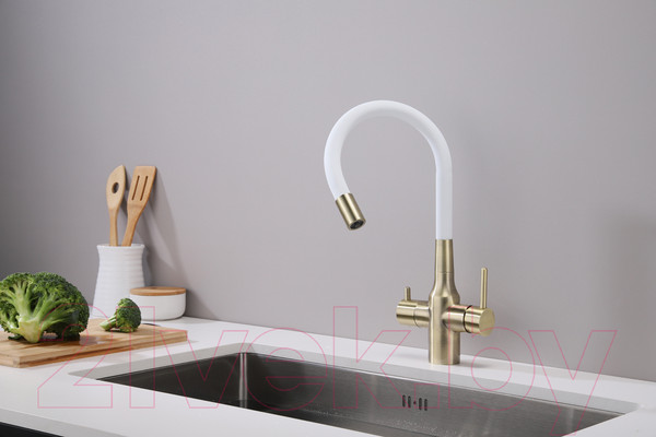 Изображение товара Смеситель Paulmark Salix Sa213419-BRw (бронза/белый)