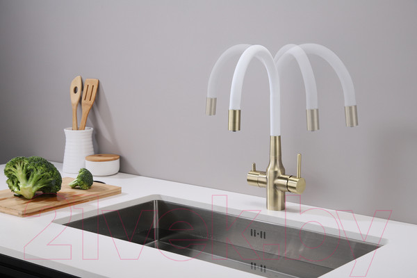 Изображение товара Смеситель Paulmark Salix Sa213419-BRw (бронза/белый)