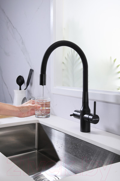 Изображение товара Смеситель Paulmark Salix Sa213419-418 (черный металлик)