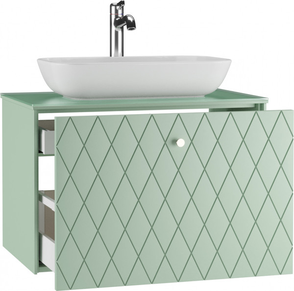 Изображение товара Тумба под умывальник LEVEL Infinity 60 One 70 с двумя ящиками подвесная (зеленый матовый)