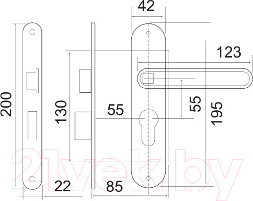 Изображение товара Замок врезной Vettore 5523-4 CP С ручкой (хром)