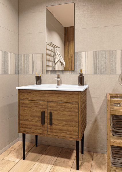 Изображение товара Тумба под умывальник LEVEL Оскар 75 Three без ящика (дуб чарльстон)