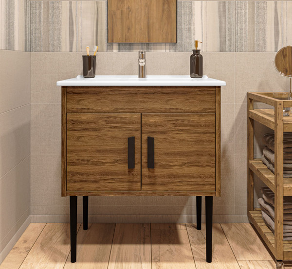 Изображение товара Тумба под умывальник LEVEL Оскар 75 Three без ящика (дуб чарльстон)