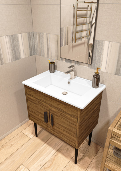 Изображение товара Тумба под умывальник LEVEL Оскар 75 Three без ящика (дуб чарльстон)